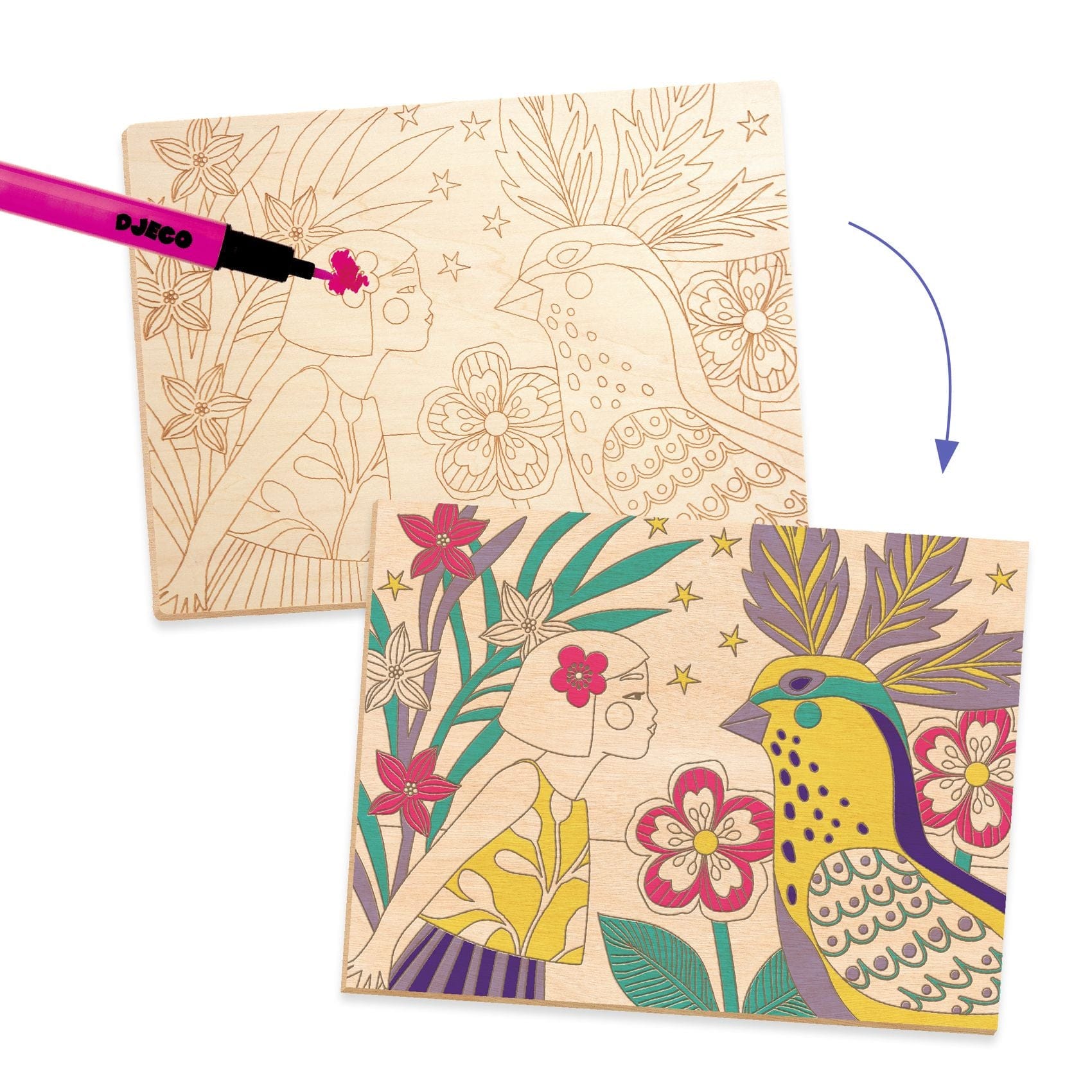 Design By Djeco Arte / Manualidades Set para colorear en madera DJ08738