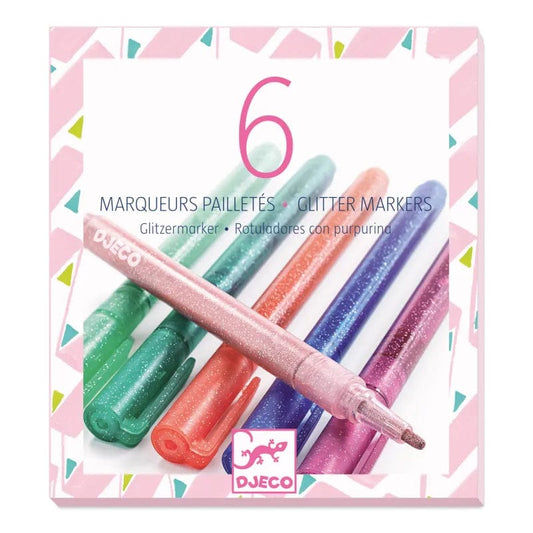 Design By Djeco Arte y Manualidades 6 Lápices Plumones glitter pasteles
