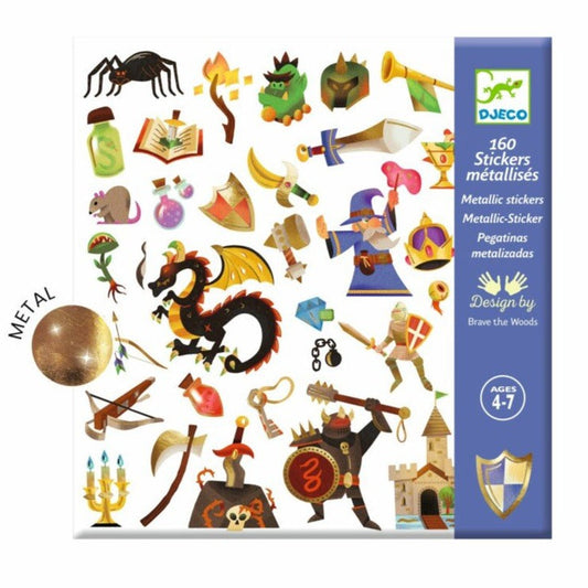 Design By Djeco Arte y Manualidades Set 160 Stickers Fantasía medieval
