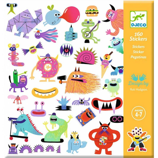 Design By Djeco Arte y Manualidades Set 160 Stickers Monstruo DJ09281