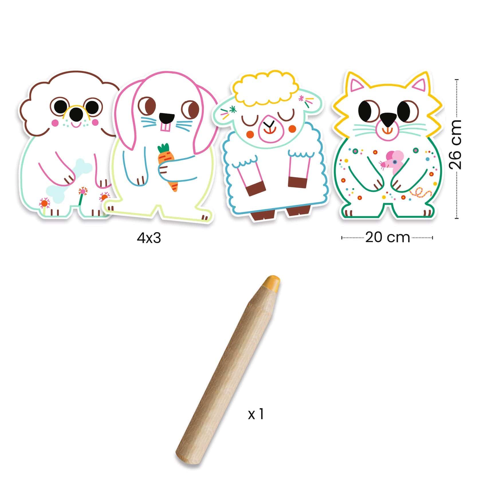 Design By Djeco Arte y Manualidades Set de pintura mágica - Animales domésticos DJ09069