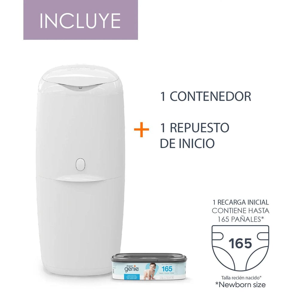 Diaper Genie Artículos para el baño Pack Contenedor de pañales Compact + Recambio 270 Pañales - Diaper Genie