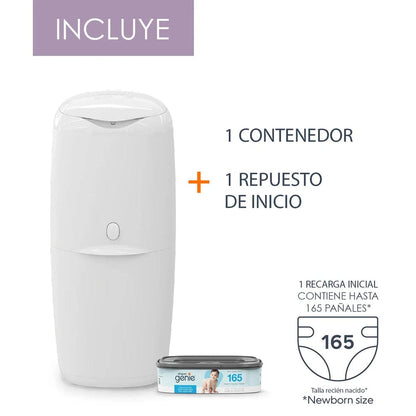 Diaper Genie Artículos para el baño Pack Contenedor de pañales Compact + Recambio 270 Pañales - Diaper Genie