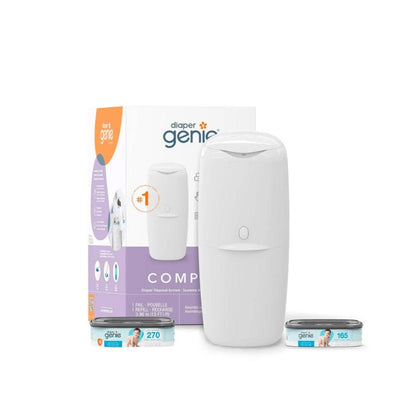 Diaper Genie Artículos para el baño Pack Contenedor de pañales Compact + Recambio 270 Pañales - Diaper Genie