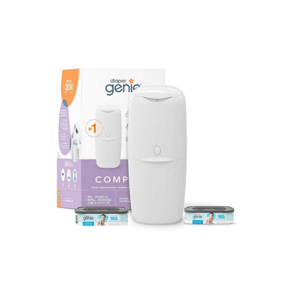 Diaper Genie Artículos para el baño Pack Contenedor de pañales Compact + Recambio Jumbo 165 Pañales - Diaper Genie I000917/I000665