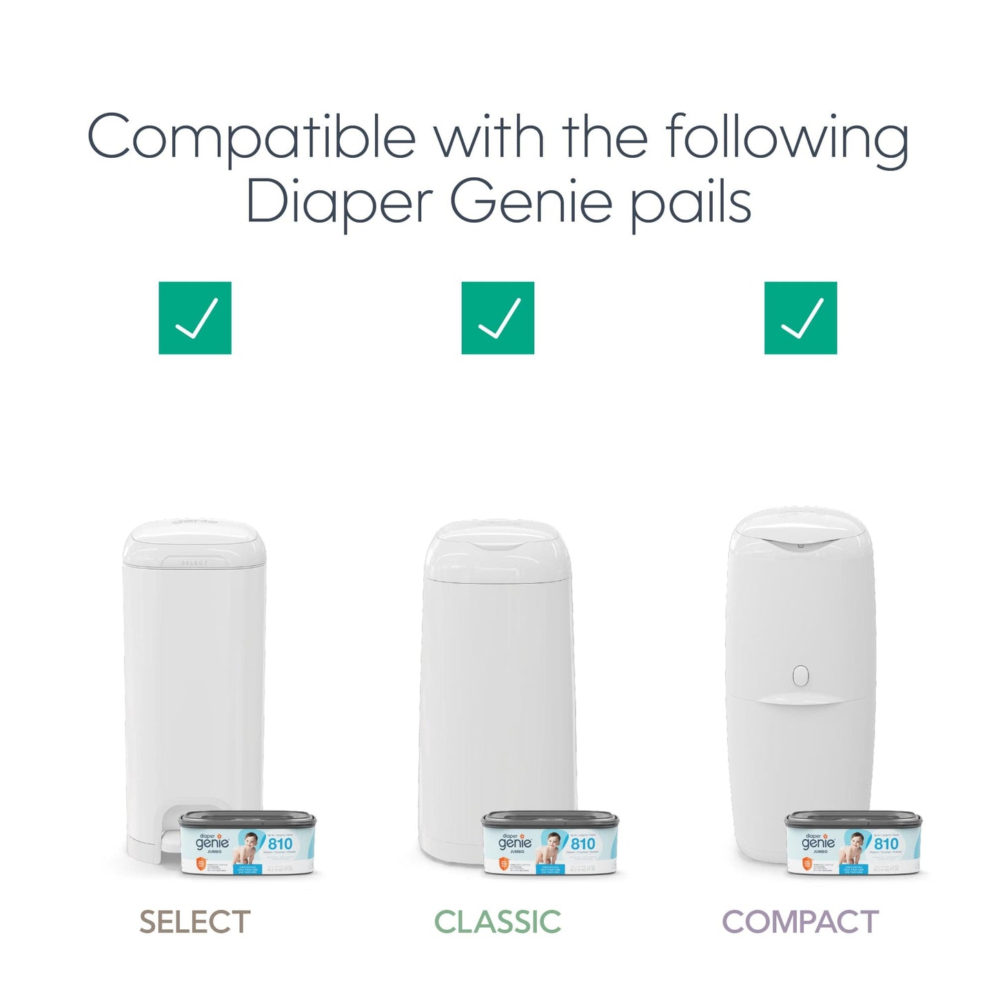 Diaper Genie Artículos para el baño Recambio individual basurero Diaper Genie Jumbo 810 pañales I000917