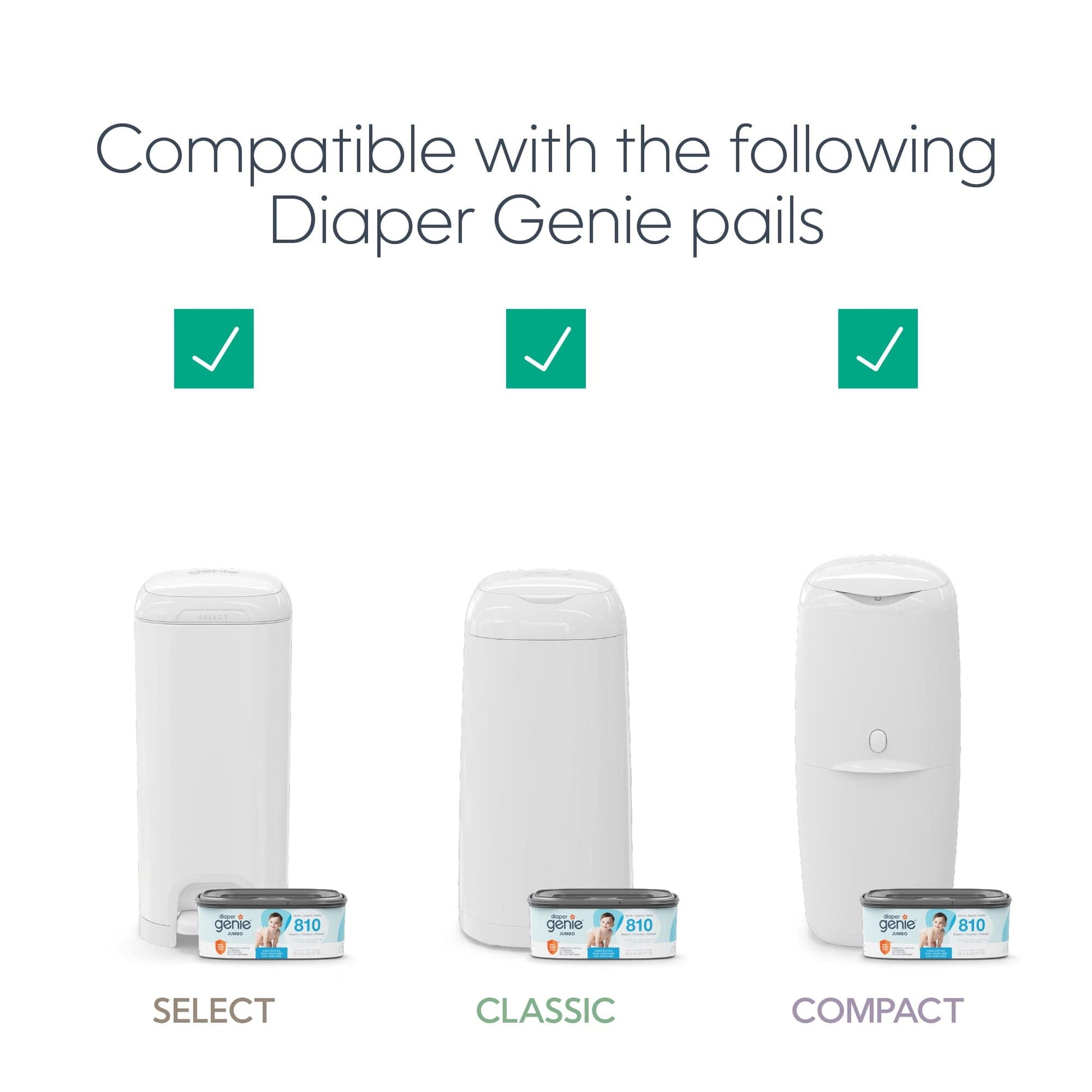 Diaper Genie Artículos para el baño Recambio individual basurero Diaper Genie Jumbo 810 pañales I000917