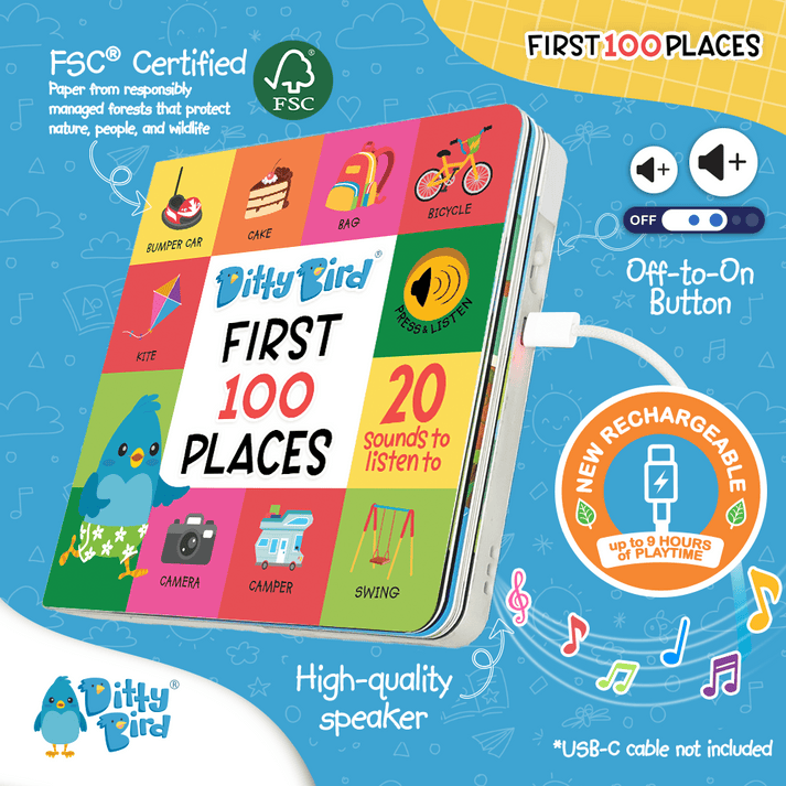 Ditty Bird Libro Musical Libro Interactivo Musical First 100 Places - Ditty Bird DI029