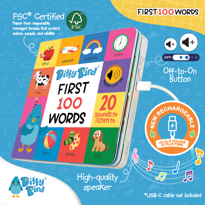 Ditty Bird Libro Musical Libro Interactivo Musical First 100 Words - Ditty Bird DI027