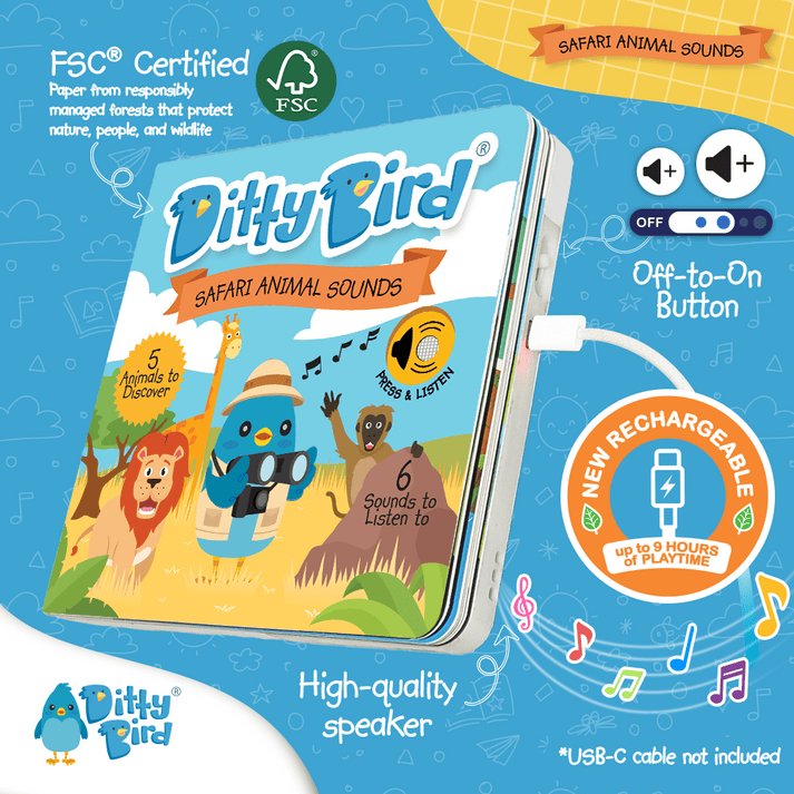 Ditty Bird Libro Musical Libro Interactivo Musical Safari Animal Sounds - Ditty Bird DI008