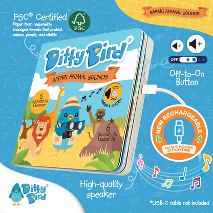 Ditty Bird Libro Musical Libro Interactivo Musical Safari Animal Sounds - Ditty Bird DI008