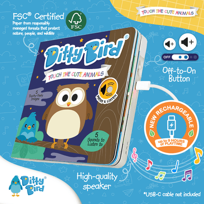 Ditty Bird Libro Musical Libro Interactivo Musical Touch the Cute Animals - Ditty Bird DI010