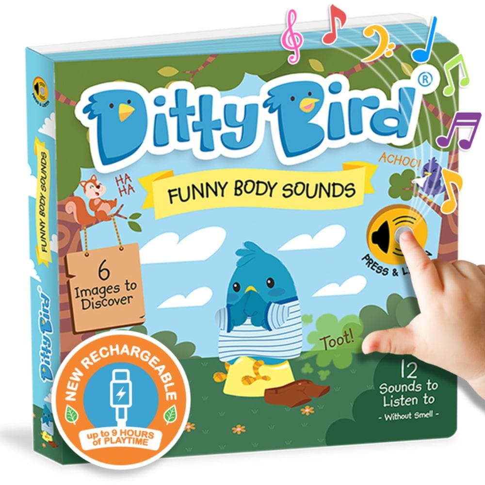 1 peluche Ditty Bird + libro Libro Musical Funny Body Sounds
