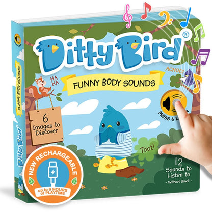 1 peluche Ditty Bird + libro Libro Musical Funny Body Sounds