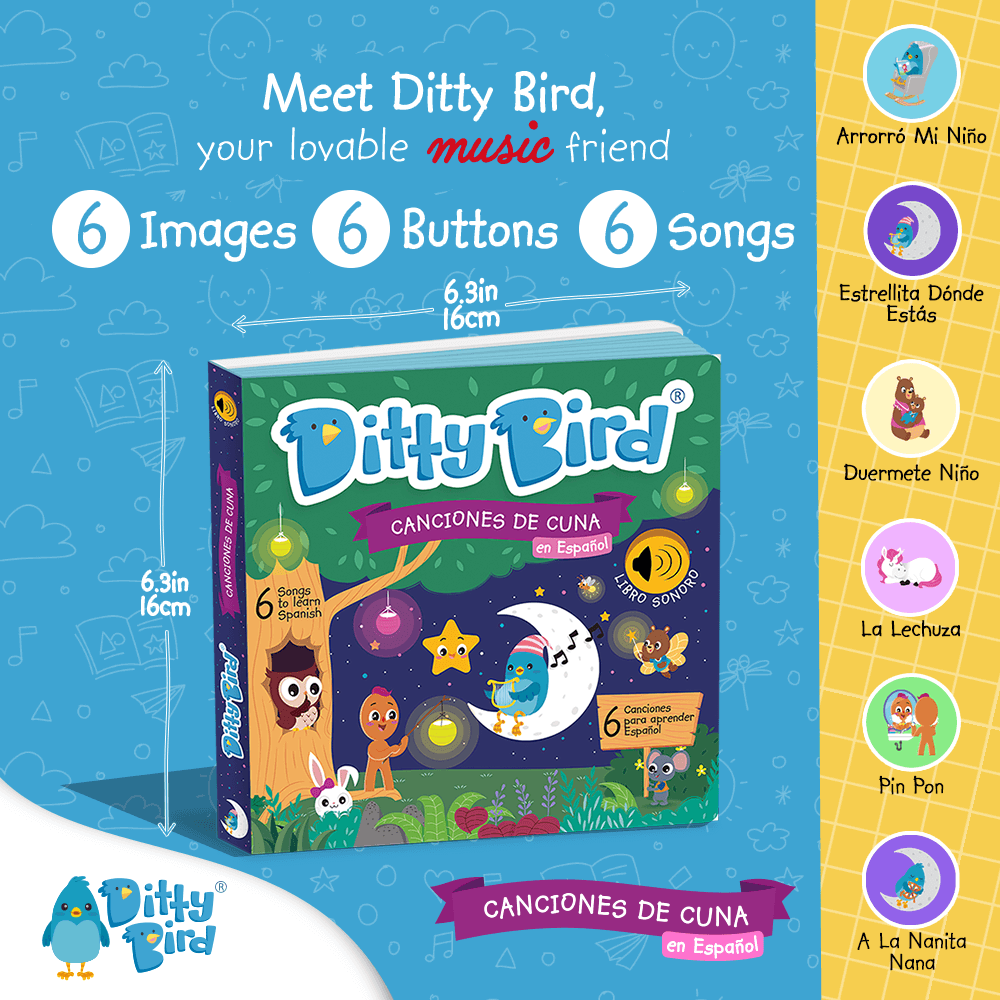 Ditty Bird Libros Libro Interactivo Canciones de Cuna en español DI022