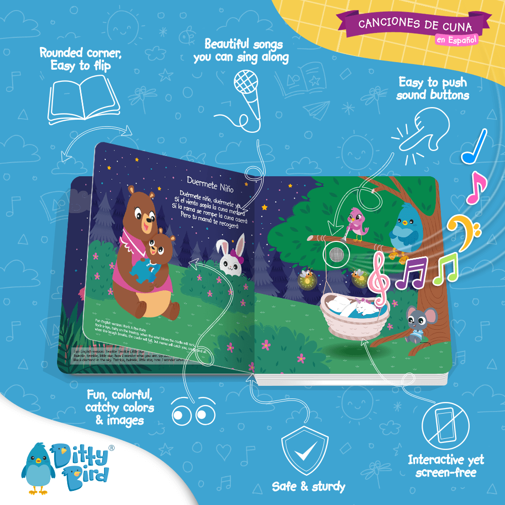 Ditty Bird Libros Libro Interactivo Canciones de Cuna en español DI022