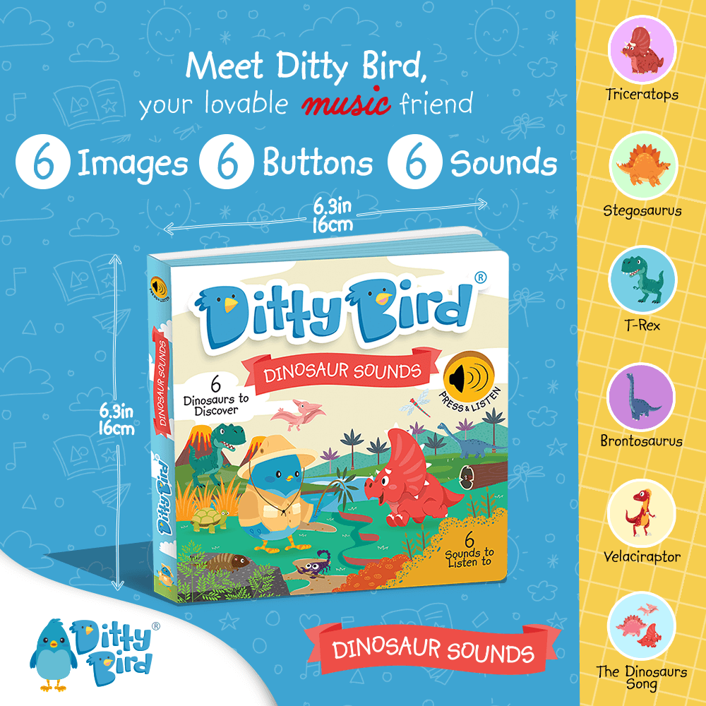 Ditty Bird Libros Libro Interactivo Musical Dinosaur Sounds DI015