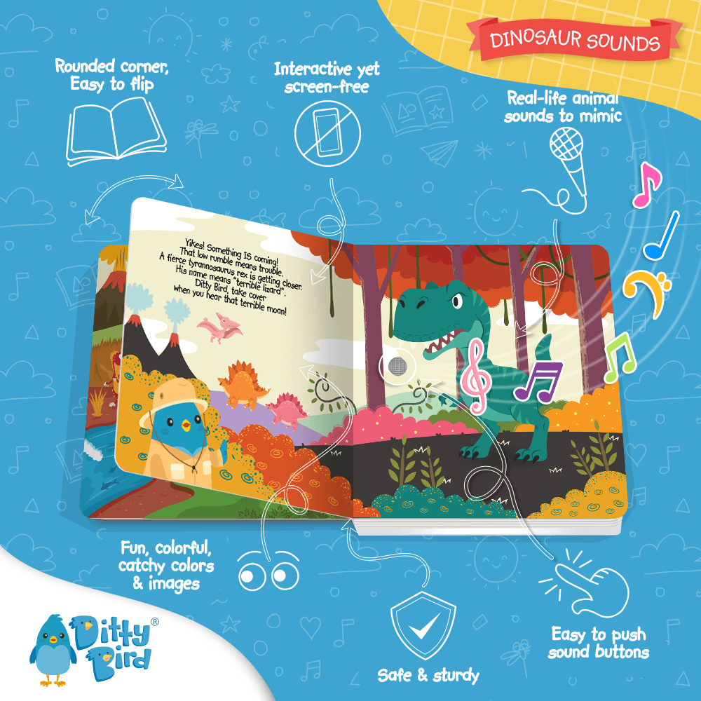 Ditty Bird Libros Libro Interactivo Musical Dinosaur Sounds DI015