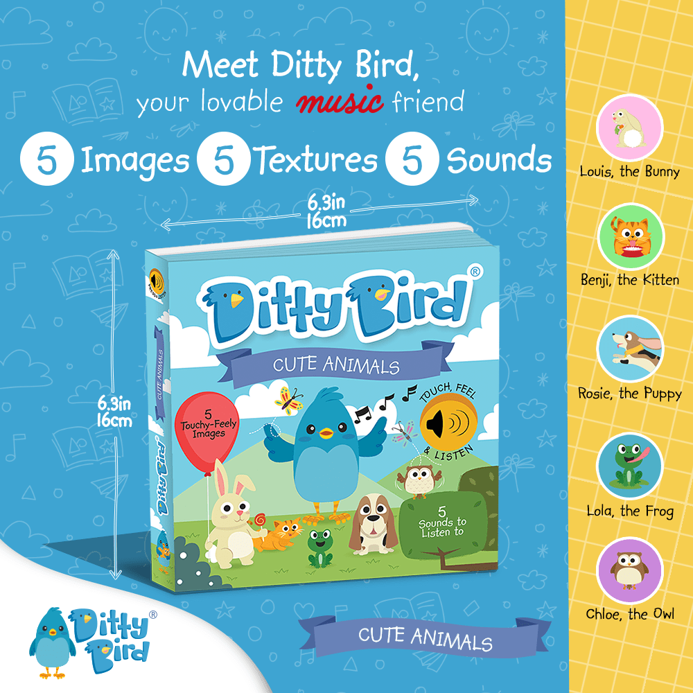 Ditty Bird Libros Libro Interactivo Musical Touch the Cute Animals DI010