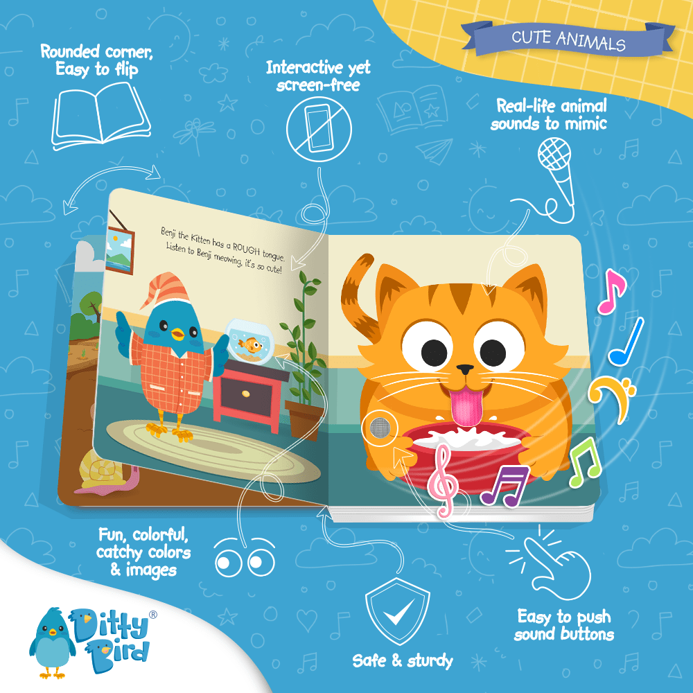 Ditty Bird Libros Libro Interactivo Musical Touch the Cute Animals DI010