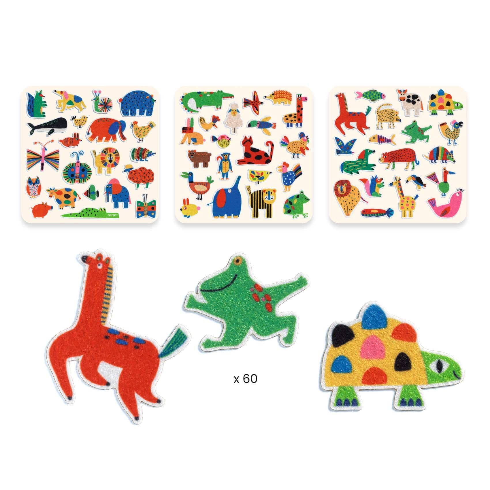 Djeco Arte / Manualidades Stickers de fieltro  ¡Animales por todas partes! - Design by Djeco DJ00950