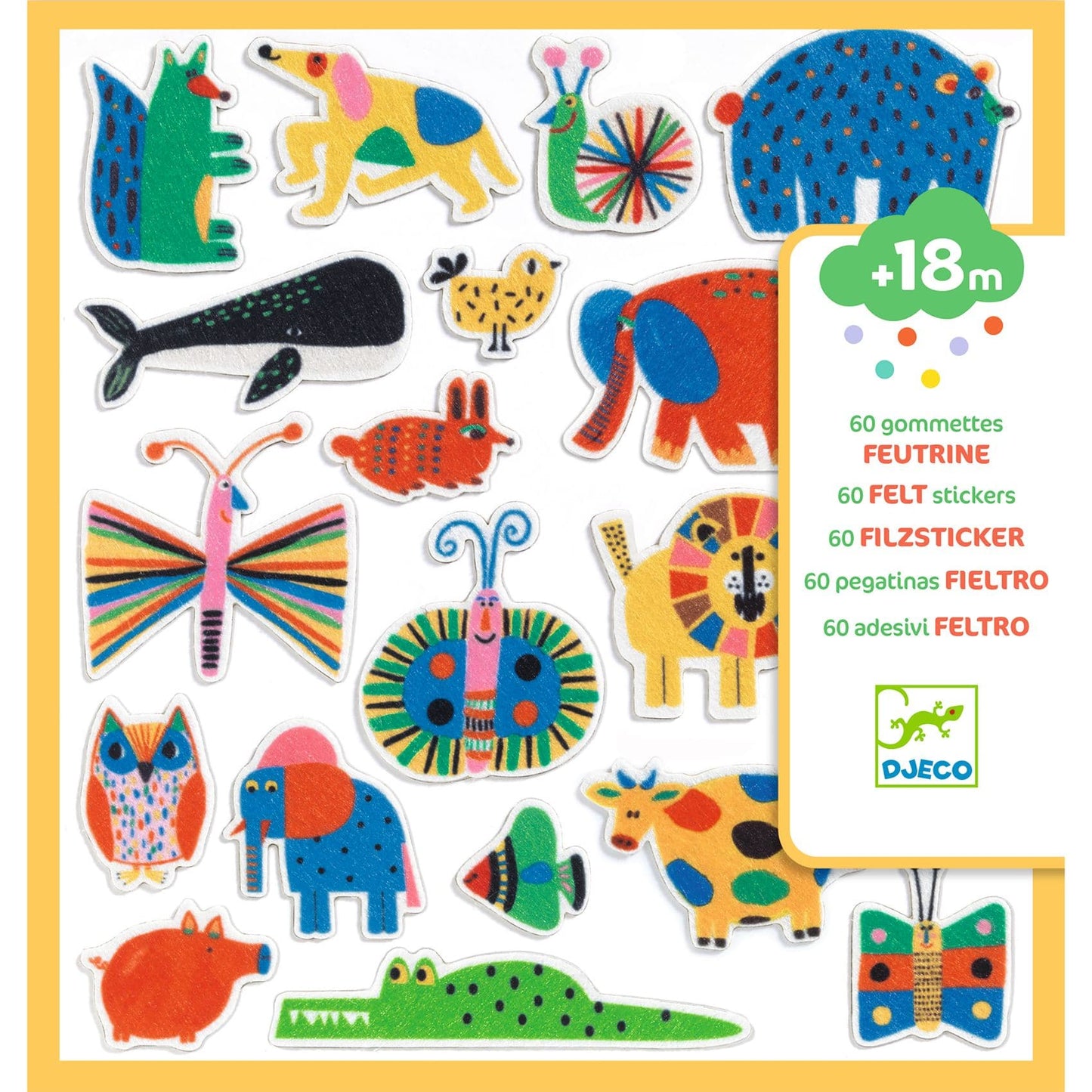 Djeco Arte / Manualidades Stickers de fieltro  ¡Animales por todas partes! - Design by Djeco DJ00950