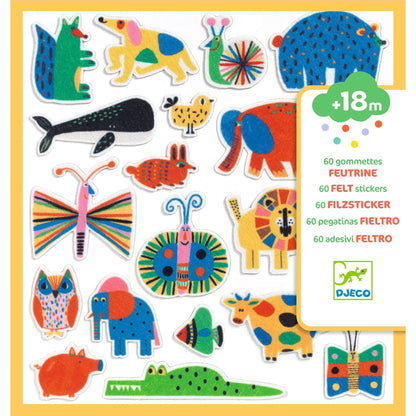 Djeco Arte / Manualidades Stickers de fieltro  ¡Animales por todas partes! - Design by Djeco DJ00950