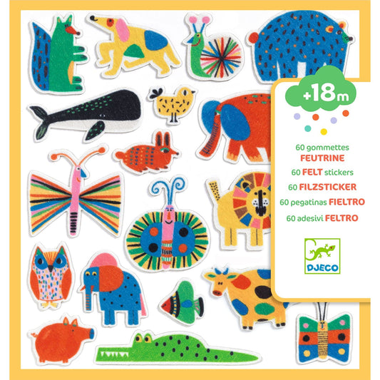 Djeco Arte / Manualidades Stickers de fieltro  ¡Animales por todas partes! - Design by Djeco DJ00950