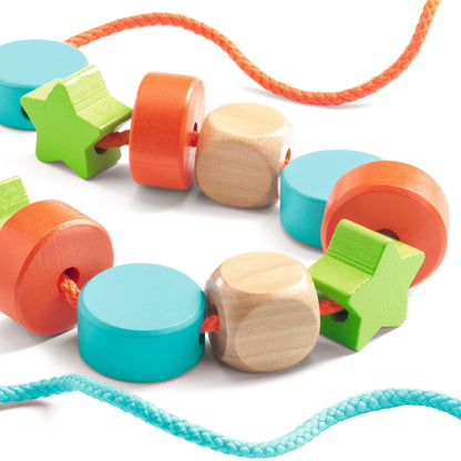 DJECO Destreza y Habilidades Juego de Enlazar Filacolor: Cordones y Cuentas DJ06160