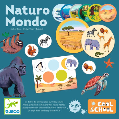 DJECO Juegos de memoria y lógica Bingo Naturo Mondo (dudas de tamaño y cantidad de fichas de animales) DJ00810