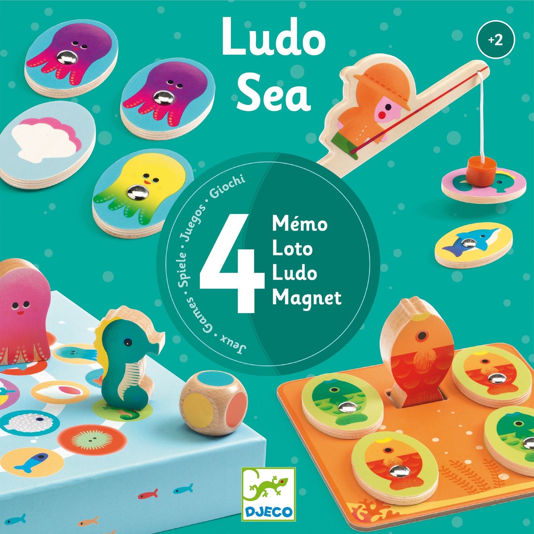 Djeco Juegos de mesa Set 4 juegos Ludo Sea - Djeco DJ01623