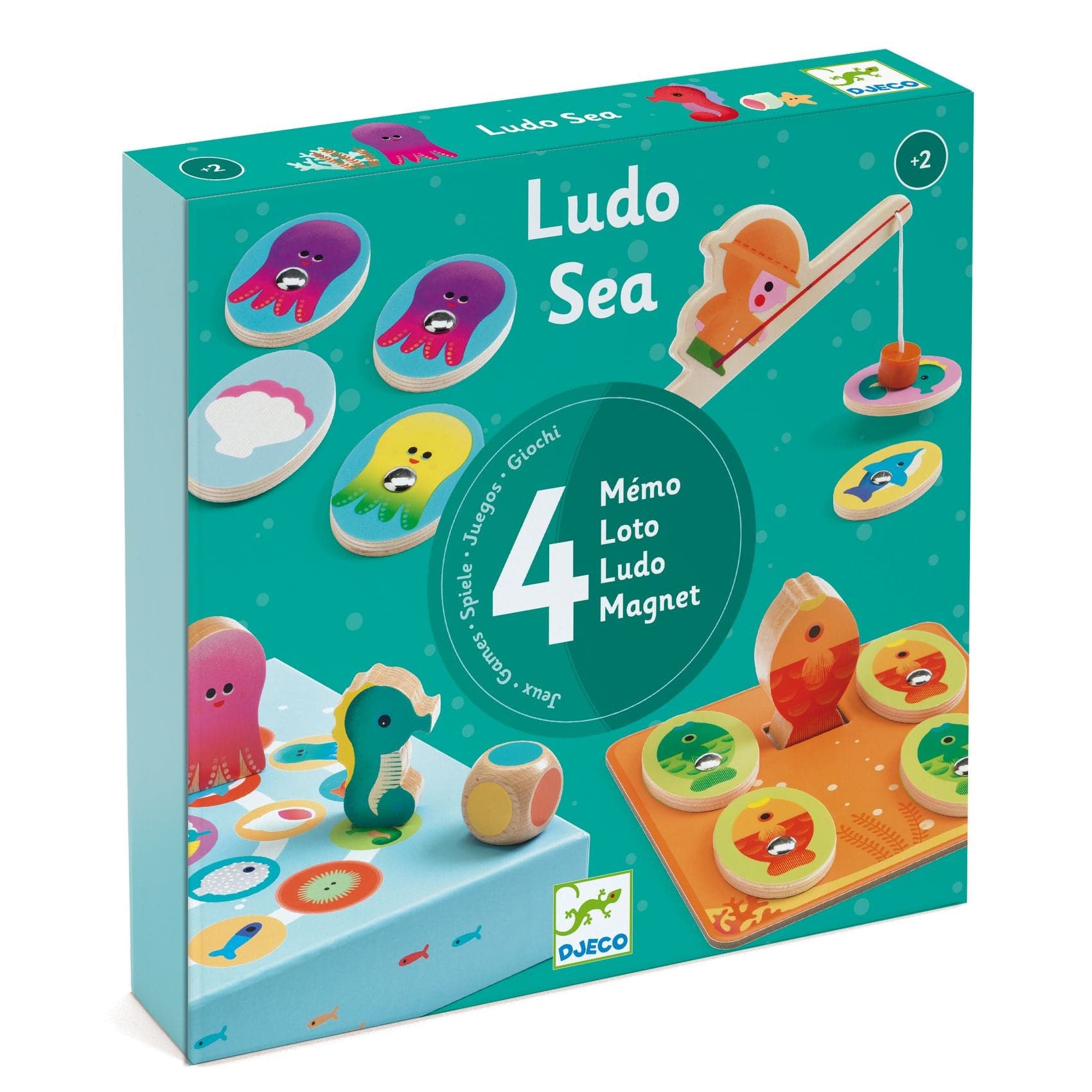 Djeco Juegos de mesa Set 4 juegos Ludo Sea - Djeco DJ01623