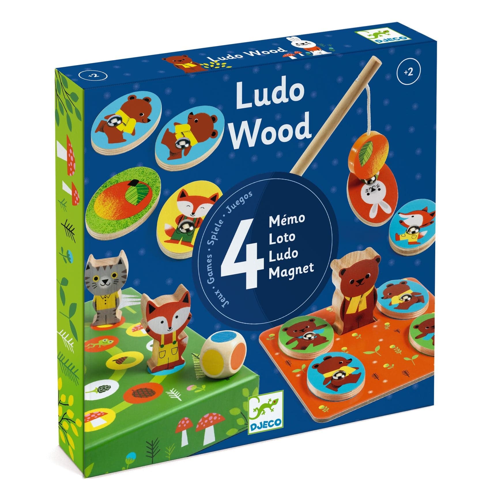 Djeco Juegos de mesa Set 4 juegos Ludo Wood - Djeco DJ01628
