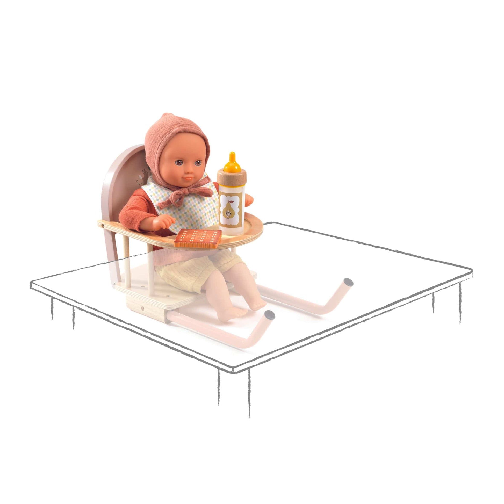 DJECO Juegos de roles Asiento de mesa para muñecas Pomea DJ07780
