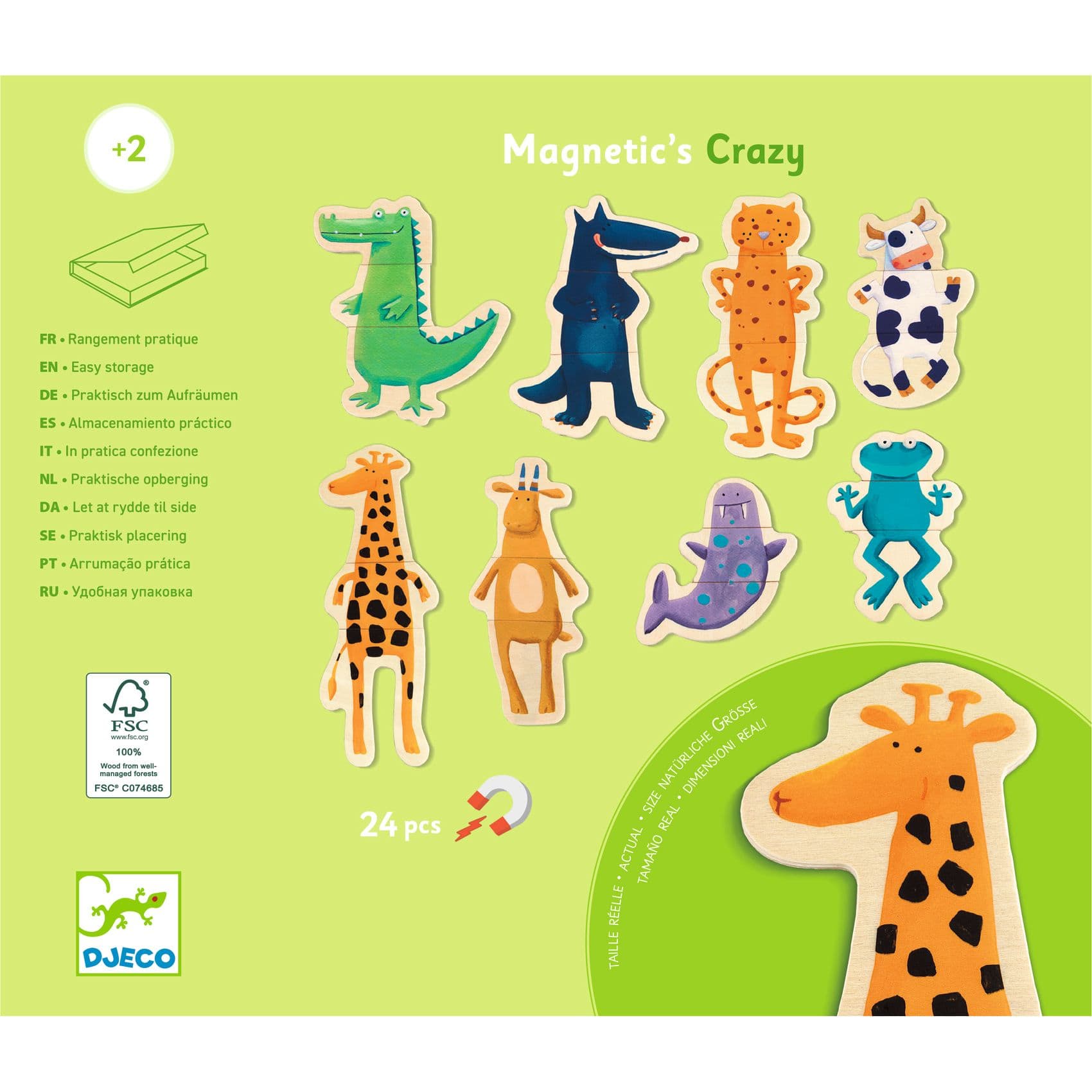 DJECO Juegos Magnéticos Juego de figuras magnéticas de Madera Crazy DJ03111