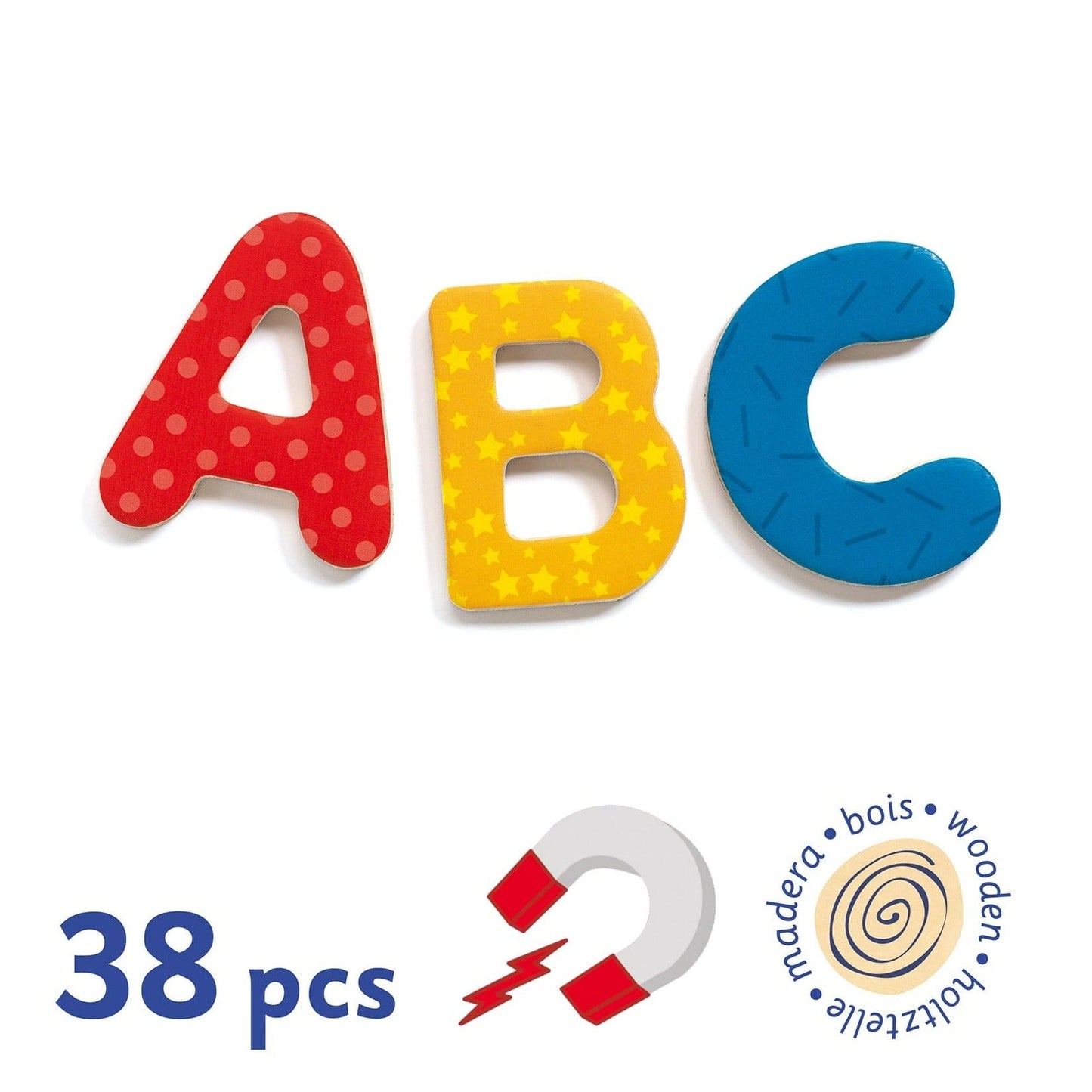 DJECO Juegos Magnéticos Juego Madera Magnético 38 Letras DJ03100