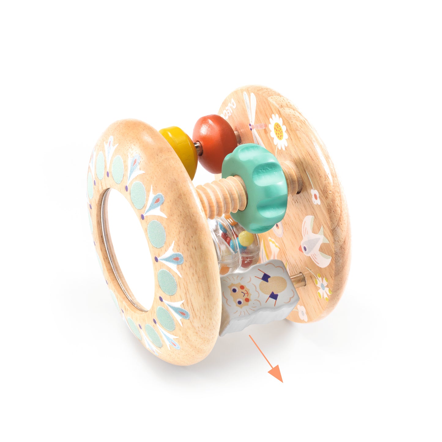 Djeco Juguetes de actividades para bebés Sonajero de Madera BabyTutti – Juguete Sensorial 6 en 1 - Djeco DJ06184