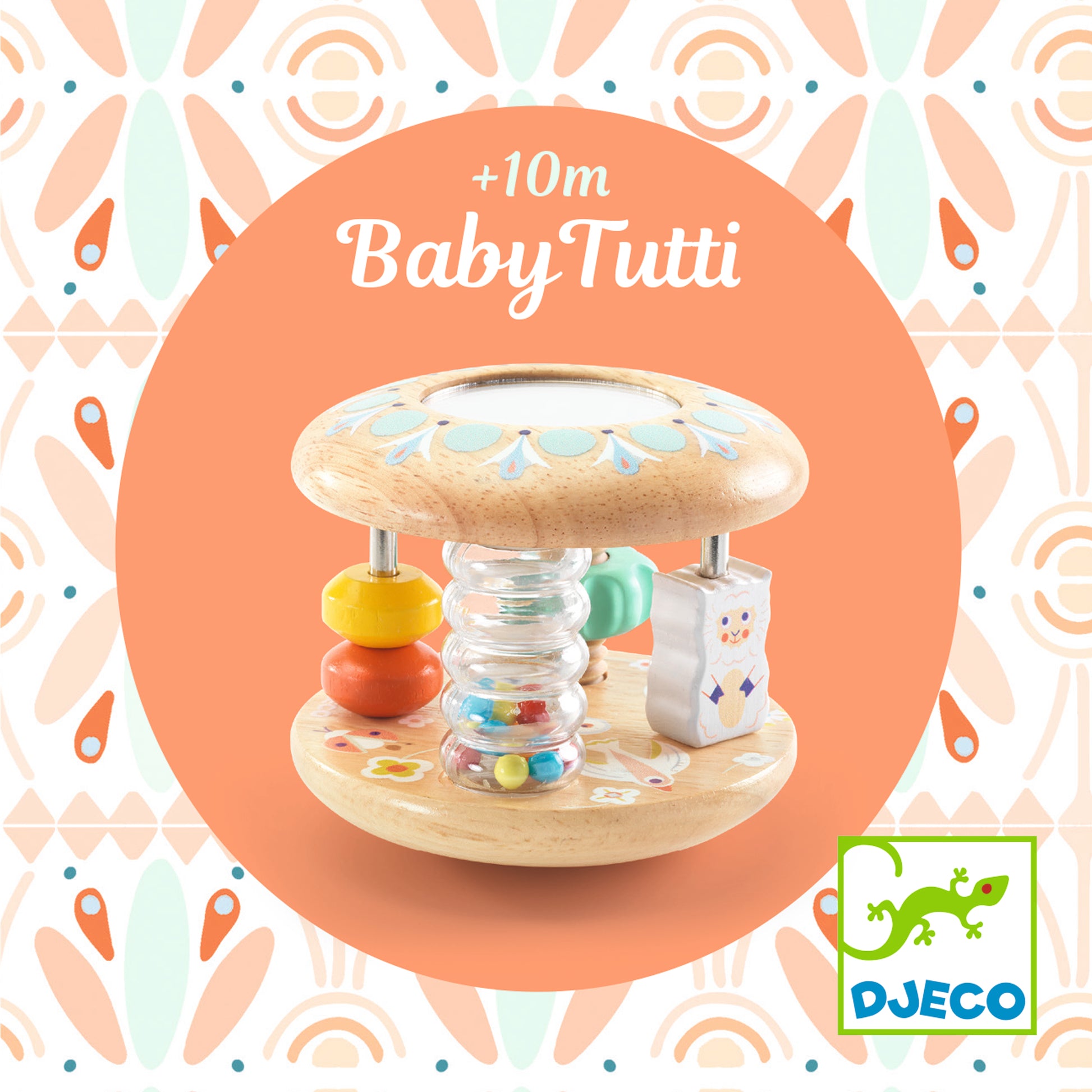 Djeco Juguetes de actividades para bebés Sonajero de Madera BabyTutti – Juguete Sensorial 6 en 1 - Djeco DJ06184