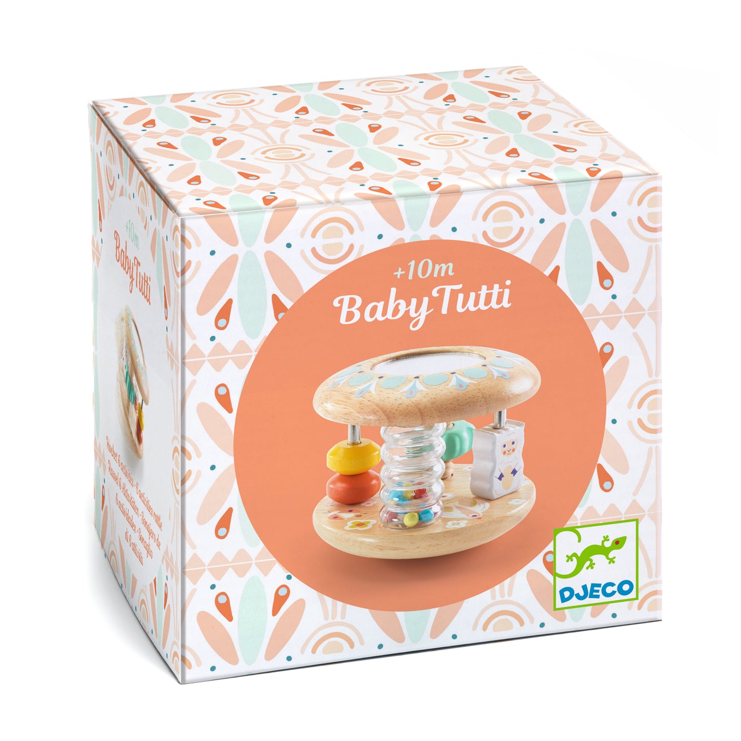 Djeco Juguetes de actividades para bebés Sonajero de Madera BabyTutti – Juguete Sensorial 6 en 1 - Djeco DJ06184
