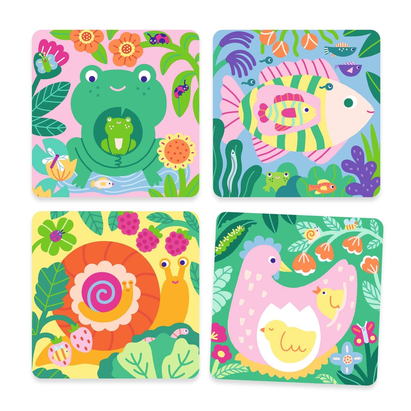 Djeco Libros para pintar Set de pintura mágica ¡Cucú! Crías de Animales de Jardín - Design by Djeco DJ00953