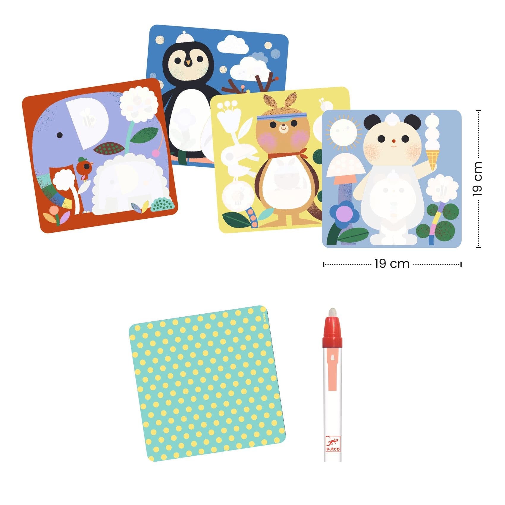 Djeco Libros para pintar Set de pintura mágica ¡Cucú! Crías de animales en todo el mundo- Design by Djeco DJ00952