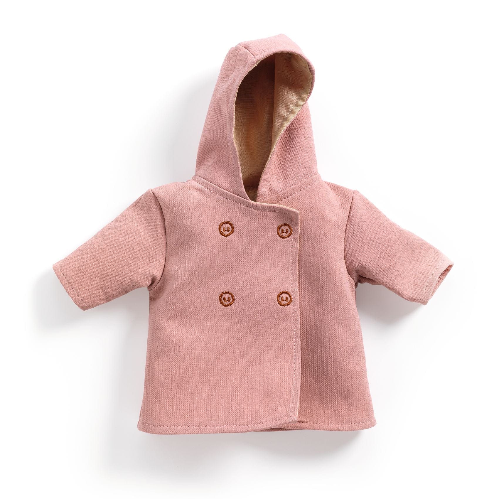 Djeco Muñecas Abrigo rosa con capucha para muñecas pomea DJ07734