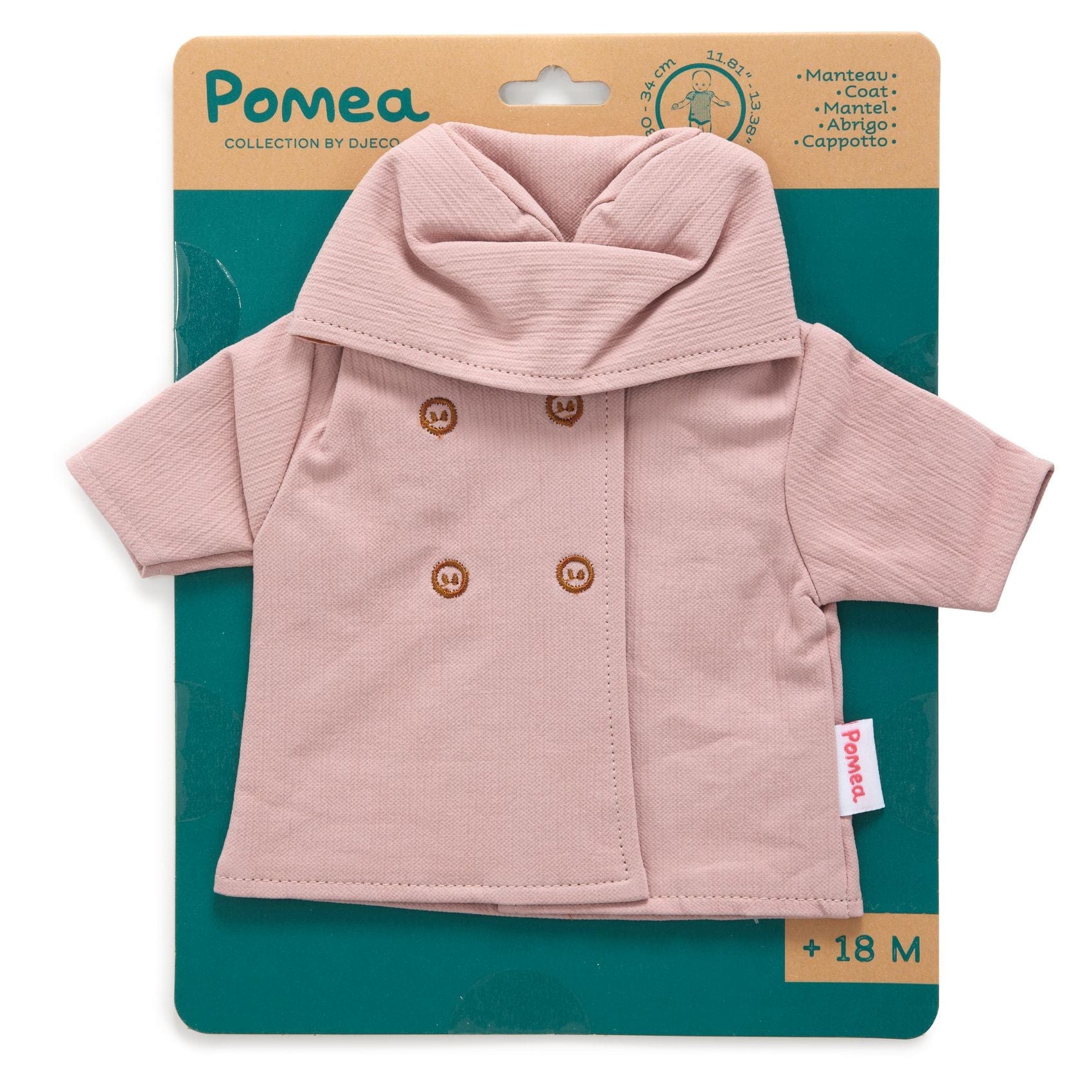 Djeco Muñecas Abrigo rosa con capucha para muñecas pomea DJ07734