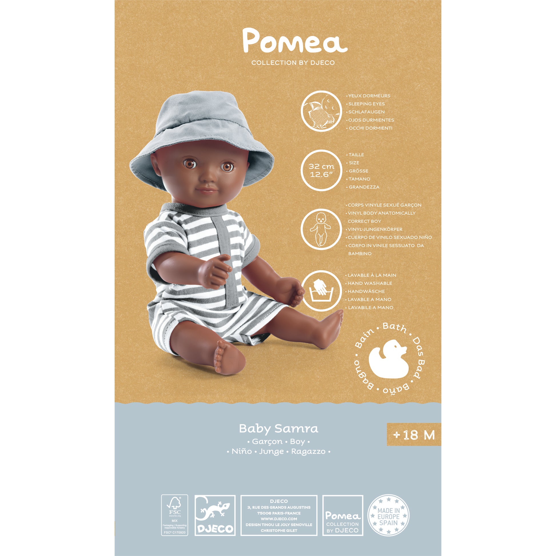 Djeco Muñecas Muñeca Pomea 32 cm Baby Samra - Djeco DJ07885