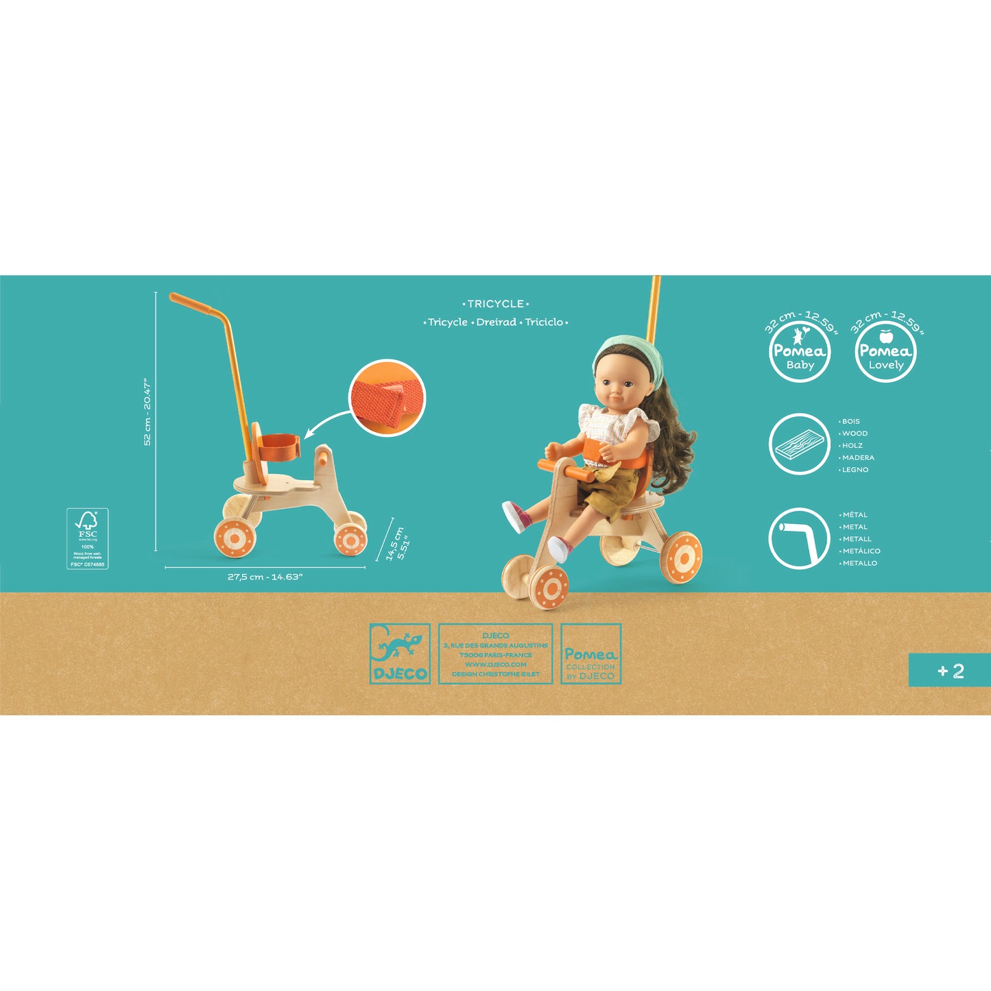 Djeco Muñecas Triciclo para Muñecas Pomea - Djeco DJ07798