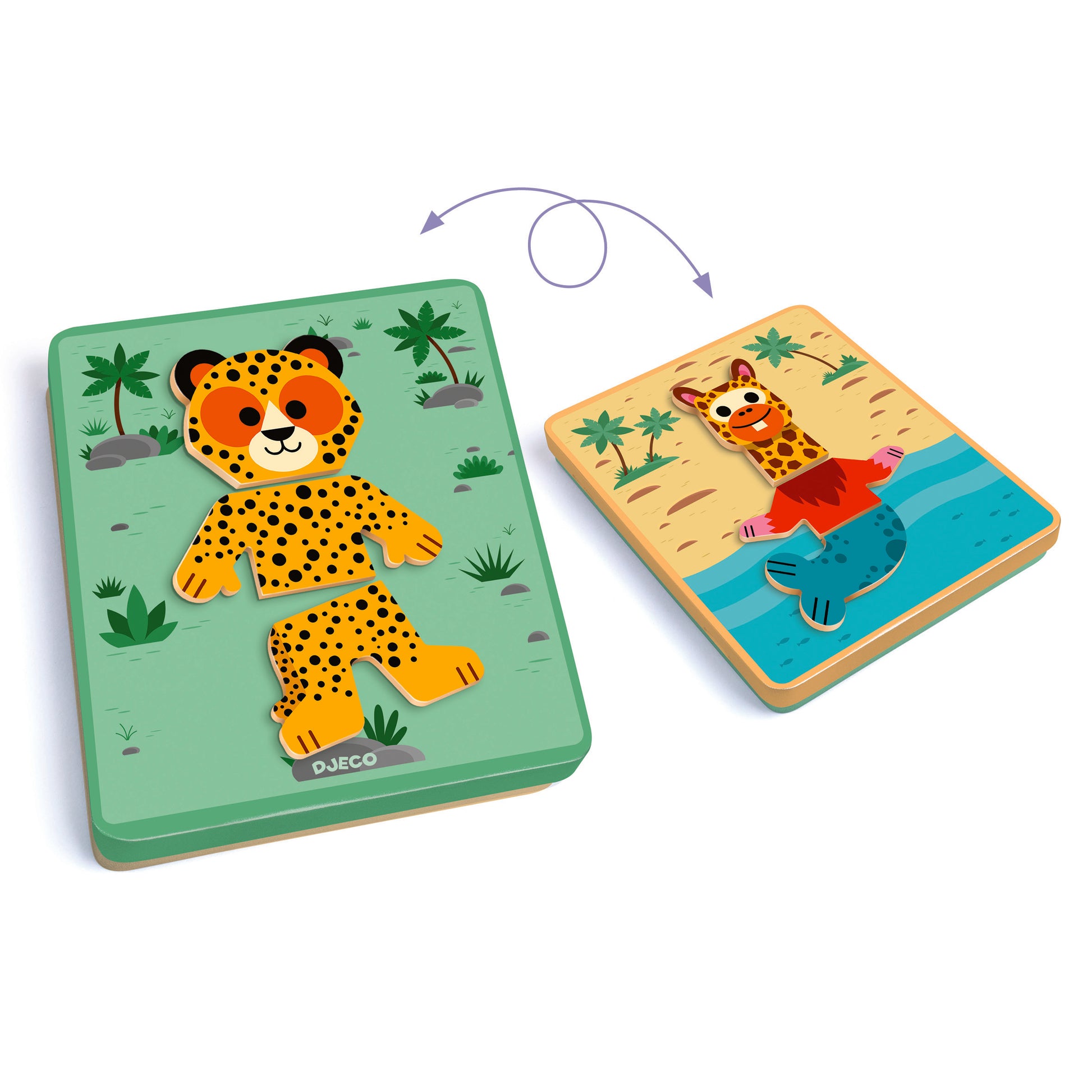 DJECO Puzzles y encajes Juego Magnético Mix & Match Inzebox – Animales- DJECO DJ03070
