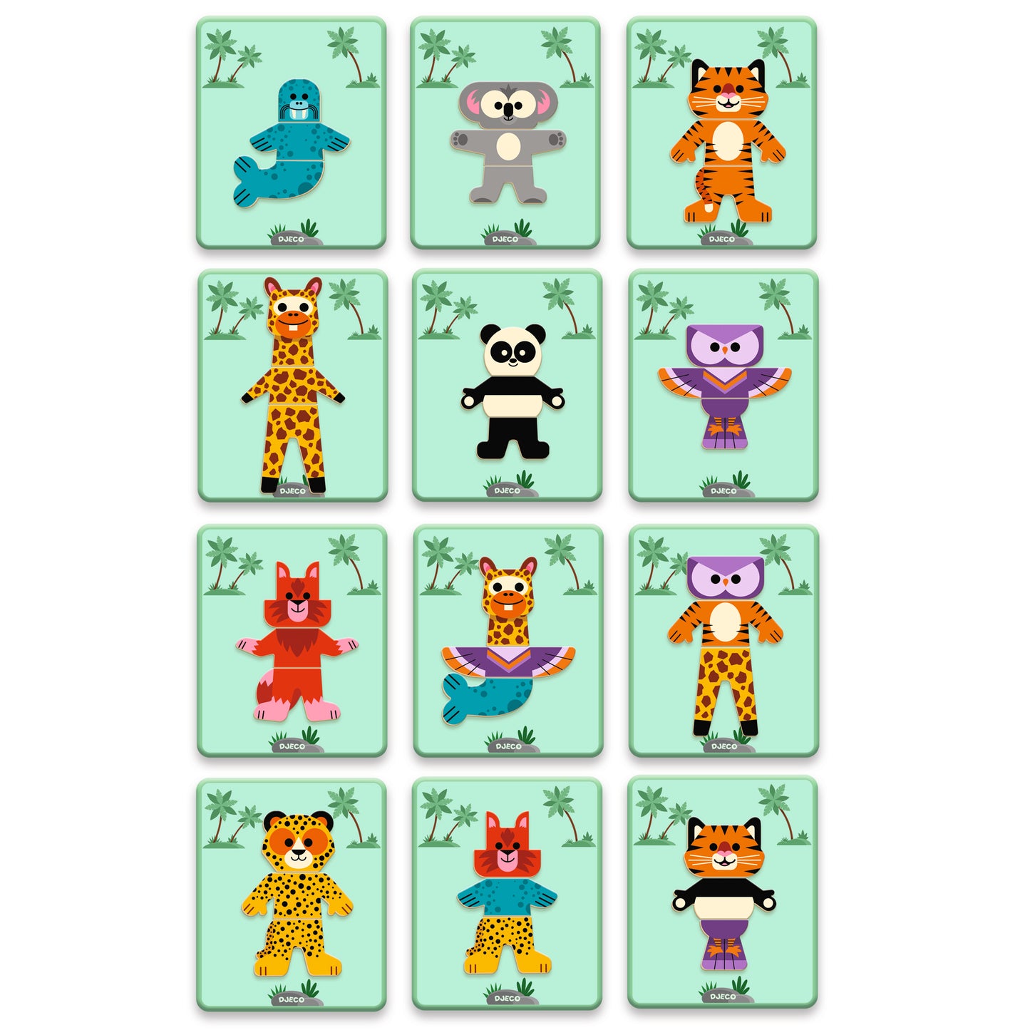 DJECO Puzzles y encajes Juego Magnético Mix & Match Inzebox – Animales- DJECO DJ03070