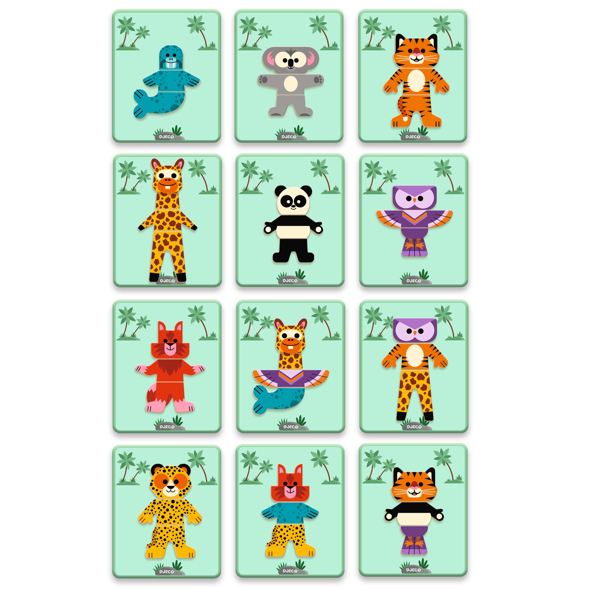 DJECO Puzzles y encajes Juego Magnético Mix & Match Inzebox – Animales- DJECO DJ03070