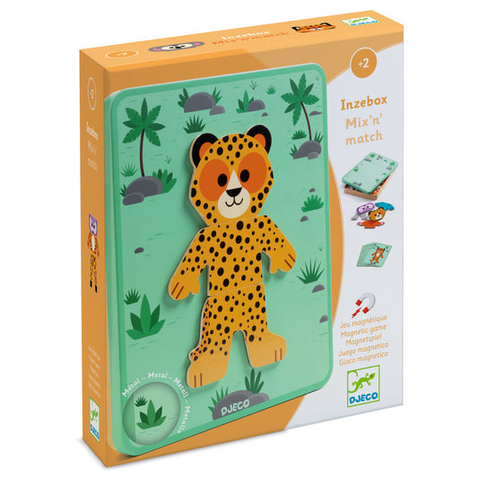 DJECO Puzzles y encajes Juego Magnético Mix & Match Inzebox – Animales- DJECO DJ03070