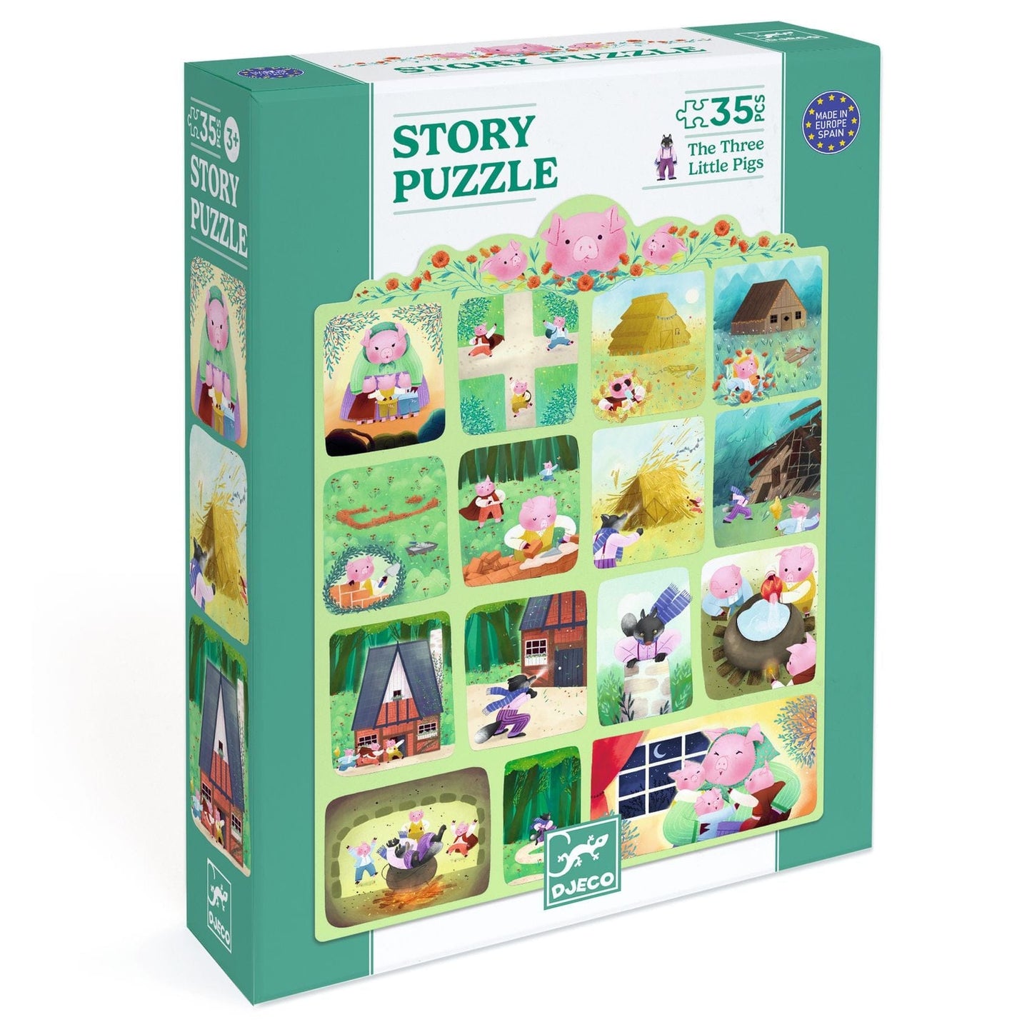 DJECO Puzzles y encajes Puzzle de Historia Los Tres Cerditos 35 piezas - Djeco DJ07051
